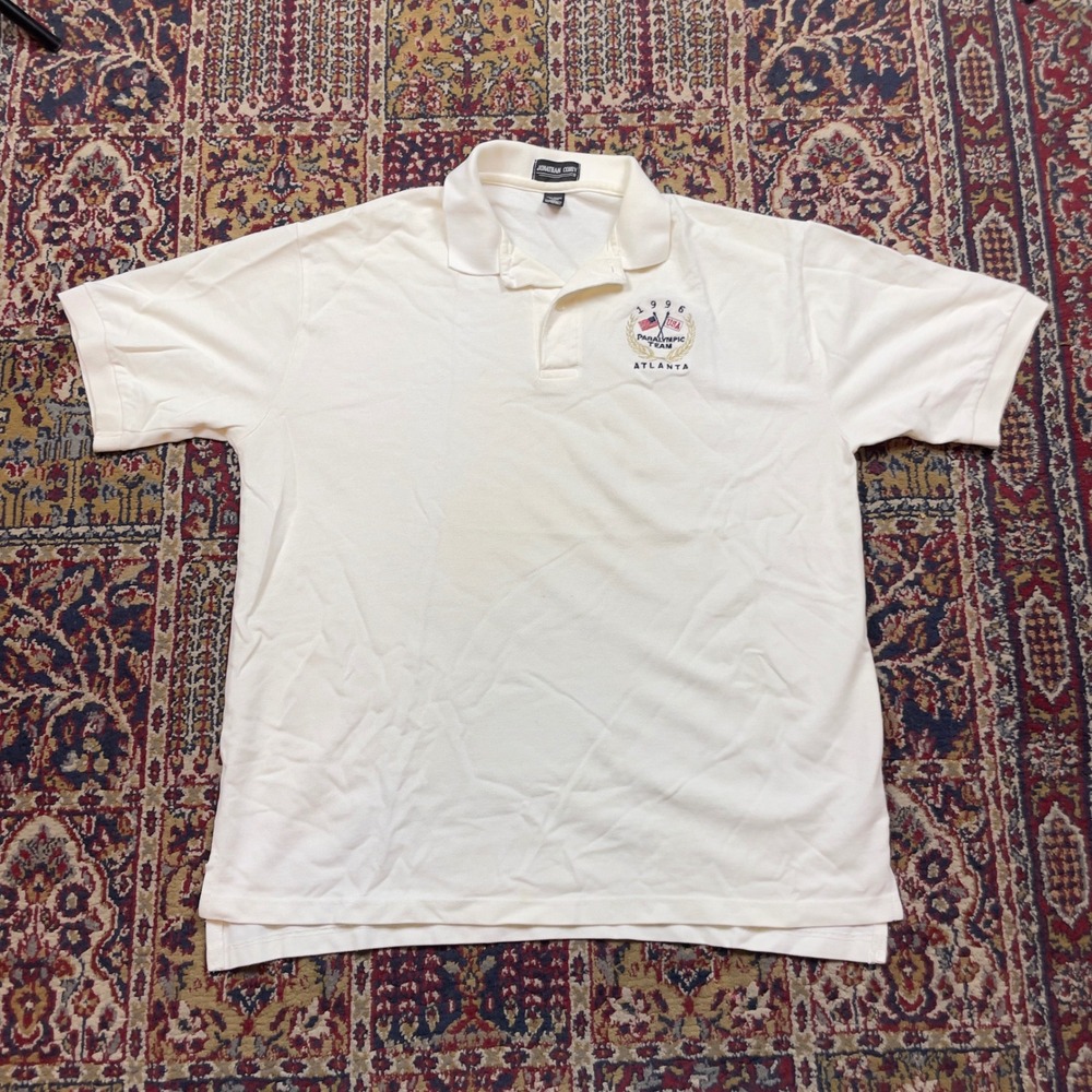 VTG Jonathan Corey 1996 Paralympic Team‎ Atlanta Polo Shirt XL White USA Golf